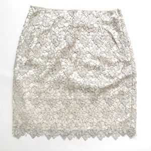 H&M Lace + Sequins Off-White Mini Skirt